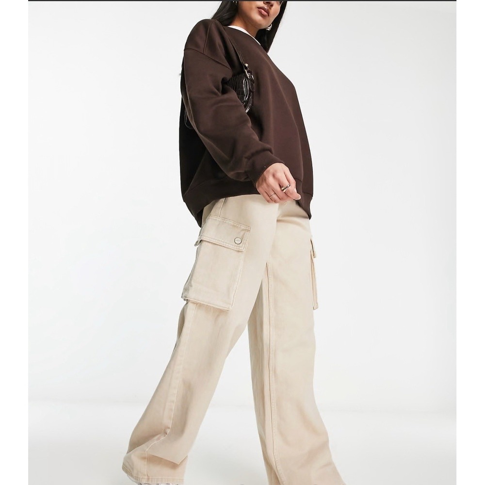 Waven‎ High Rise Cargo Wide Leg Denim Pants Oxford Tan New Sz-4